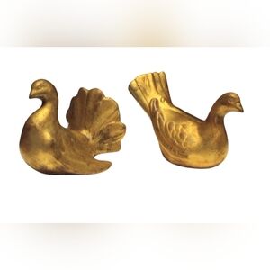 Vintage Italian Gilt Terracotta Doves, A Pair, Circa 1960s.